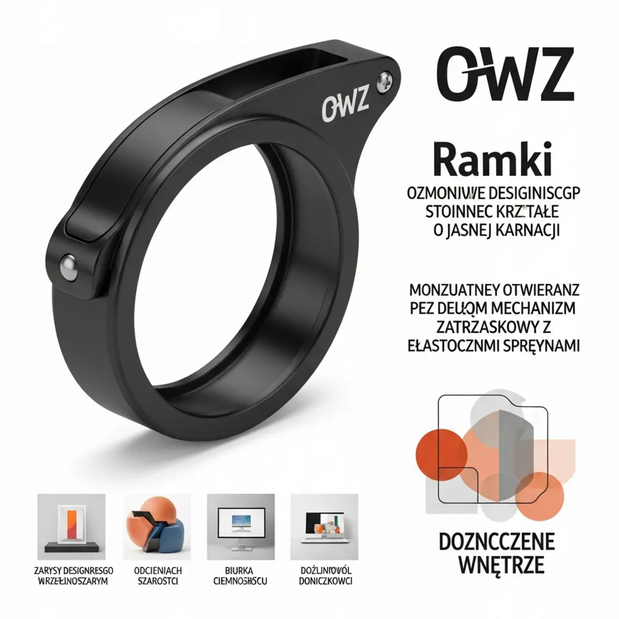 Czarna ramka OWZ na plakat, zatrzaskowa, aluminiowa, z mechanizmem otwierania.